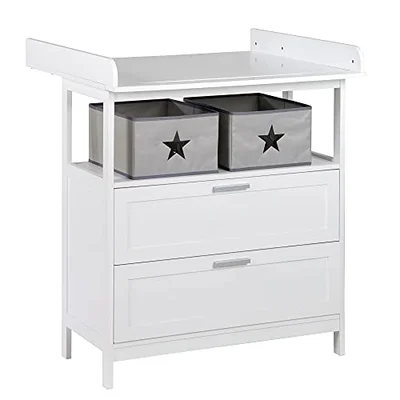roba Changing Table Hamburg with Removable Attachment - Changing Table with 2 Doors + 2 Boxes + Wall Mounting - Baby Dresser with Changing Height 92 cm