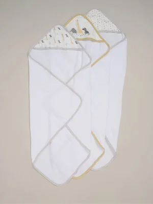 Rock-A-Bye Baby Boutique White Hooded Towels 3 Pack - Size ONE