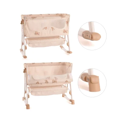 Roma Teddy Bedside Crib - Brown