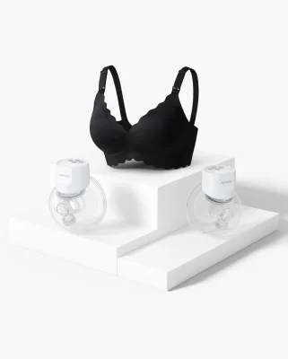 S12 Pro Bra Bundle: Double S12 Pro Wearable Breast Pump and Jelly Strip Bra | Bra Size: S