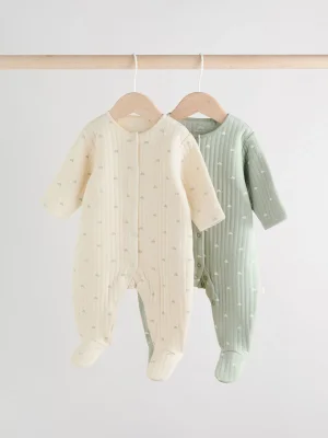 Sage Green Baby Quilted Sleepsuits