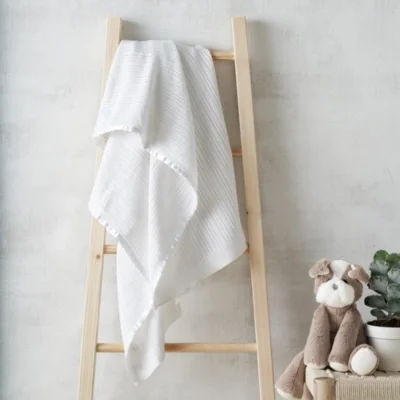 Satin Edged Cellular Baby Blanket | The White Company