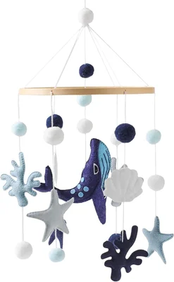 Sea Mobile for Cot - Unisex Sea Motif Music Box - Development Toy for Children's Room Crib Crawling Blanket Playpen Home