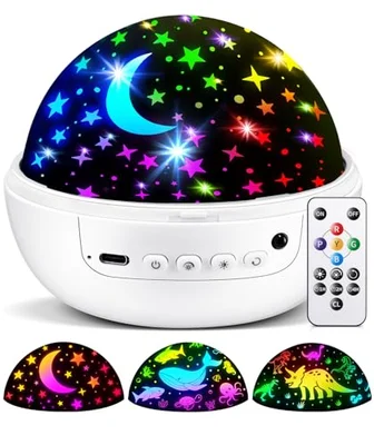 Sensory Toys Baby Toys,93 Lighting Mode Sensory Lights,Dimmable+Timer+Remote Star Projector Baby Lights Projector,360°Rotate Baby Night Light Kids Night Light Projector,Baby Boy Gifts Baby Girl Gifts - White