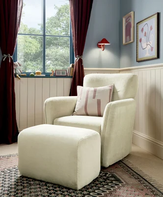 Settle Nursing Chair & Stool - Feather Sherpa
