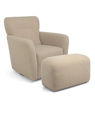 Settle Swivel Nursing Chair & Stool - Oatmeal Boucle
