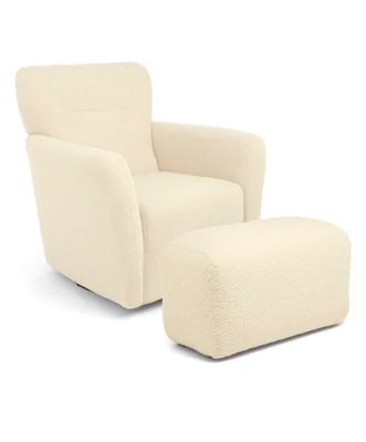 Settle Swivel Nursing Chair & Stool - Off White Boucle