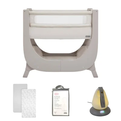 Shnuggle Air Lite Bedside Crib 5 Piece Sleep Bundle- Taupe