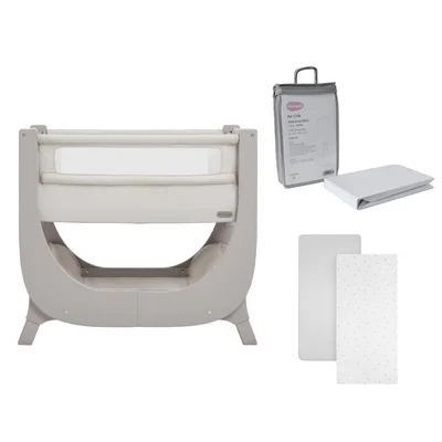Shnuggle Air Lite Bedside Crib Bundle - Taupe