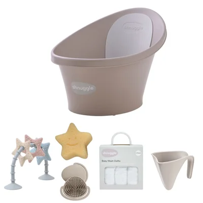 Shnuggle Baby Bath 6 Piece Bundle- Taupe