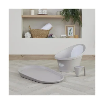 Shnuggle Baby Bath and Squishy Changing Mat Bundle - Taupe - Taupe