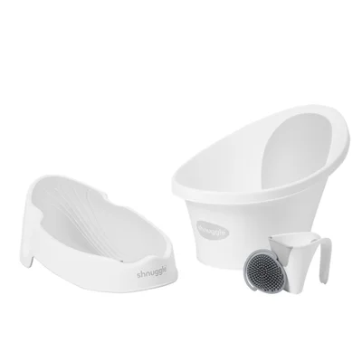 Shnuggle Baby Bath, Bath Support, Brush and Jug Bundle- Eucalyptus