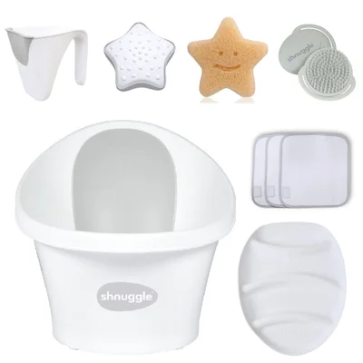 Shnuggle Baby Bath Bundle- White + Grey
