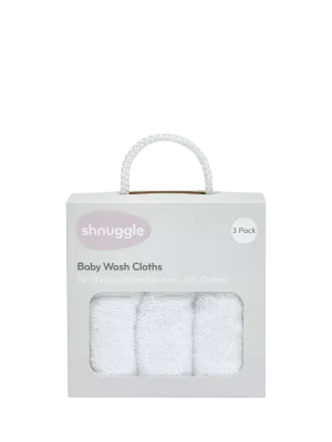 Shnuggle Bamboo Wash Cloths, Pack of 3 - White