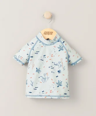 Short Sleeve Rash Top Swimwear - Blue - 3-6 Months