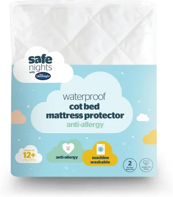 Silentnight Safe Nights Cot Bed Waterproof Mattress Protector - White / 1 Count (Pack of 1)
