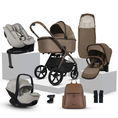 Silver Cross Cove Ultimate 360 Family Car Seat Travel System- Champagne - Taupe Glide & Approach