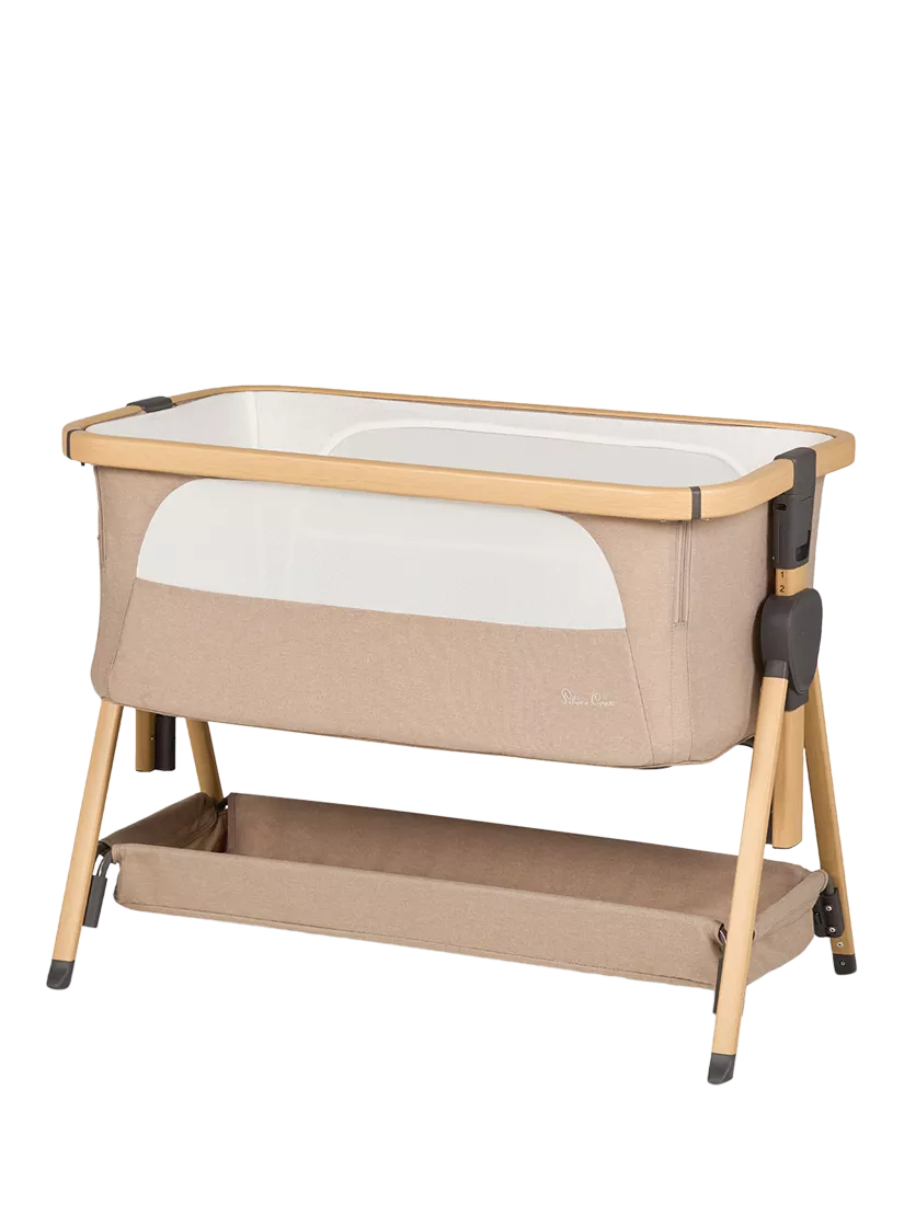 Silver Cross Lunar Bedside Crib - Oatmeal