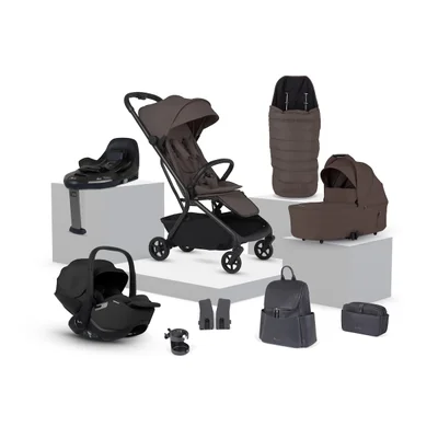Silver Cross Nia Compact Travel Stroller Travel System 12 Piece- Chocolate