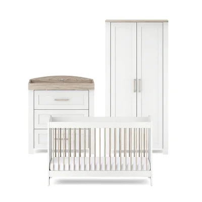 Silver Cross Valencia 3 Piece Nursery Set (Cot Bed + Dresser & Wardrobe) - Ash White