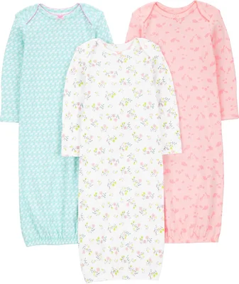 Simple Joys by Carter's Baby Girls 3-pack Cotton Sleeper Gown Sleep Sets & Accessories (pack of 3) - 0-3 Months