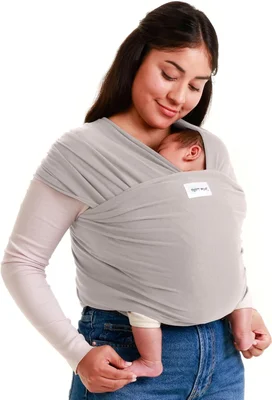 Sleepy Wrap Baby Carrier Newborn to Toddler (7-35 lbs/3-15 kg) - Hands-Free & Hip-Healthy Baby Wrap Carrier, Machine-Washable & Breathable (Light Grey) - Light Grey / Poly-Spandex Blend