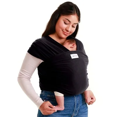 Sleepy Wrap Baby Carrier Newborn to Toddler (7-35 lbs/3-15 kg) - Hands-Free & Hip-Healthy Baby Wrap Carrier, Machine-Washable & Breathable (Black) - Black
