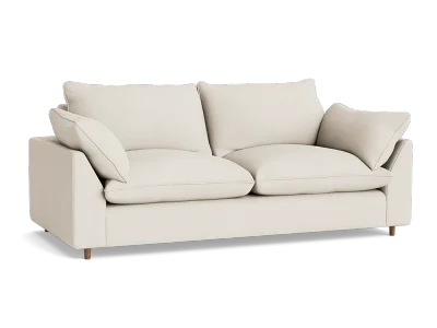 Slow Riser Sofa Bed - Medium - Twill - Whipped Cream - White - Dark Oak Legs - Posh Envelope