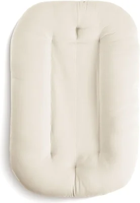Snuggle Me® Babynest (0-9 Months) - Premium Baby Nest for Newborns, Organic Cotton with Fibre Filling, Unpadded Centre that Mimics Embracing, 100% Machine Washable, Includes Travel Bag (Natural) - Natural / Lounger