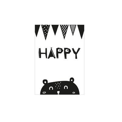 Snuz Happy Nursery Print - Monochrome - Black