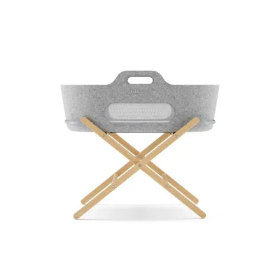 SnuzBaskit Moses Basket & Stand Bundle - Light Grey/Natural