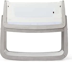 SnuzPod 5 Bedside Crib - Newborn Next to Me Crib with Zip Down Breathable Windows, Lift-Off Bassinet, Portable & Rocking Stand, 3-in-1 Baby Bed with Wheels & Mattress, Natural - Silver Birch