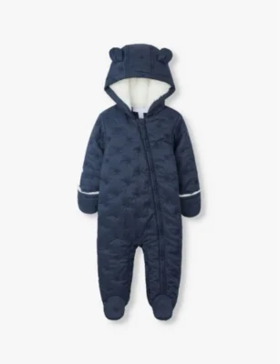Star-Embroidered Quilted Shell Pram Suit 0-12 months - NAVY