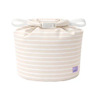 Stay-At-Home Waterproof Wet Nappy Bag in Neutral Stripe - Default