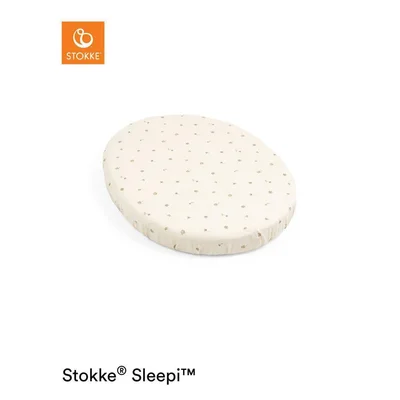 Stokke Sleepi Mini Fitted Sheet - Soft Sheets for Sweet Dreams - Made for the Oval Sleepi Mini Mattress - Safe, Stylish & Washable - 100% Fine Cotton Percale