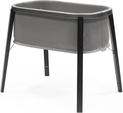 Stokke Snoozi Bassinet, Graphite Grey - Grows with Babies from Birth to 9 Months - Portable, Lightweight Design - Includes Firm Mattress