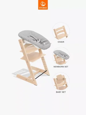 Stokke Tripp Trapp Highchair, Newborn Set & Baby Set² Bundle, Natural