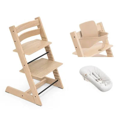 Stokke Tripp Trapp Highchair, Newborn Set & Baby Set² Bundle, Natural