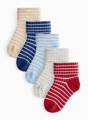 Stripe Print Ribbed Ankle Socks 5 Pack 1-6 months