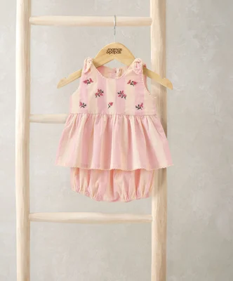 Striped Pink Peplum Top Set