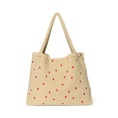Studio Noos Ecru Teddy Hearts Mom Bag