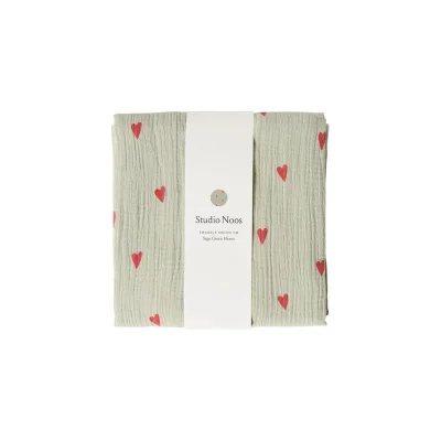 Studio Noos Sage Hearts Swaddle 70x70 - Sage
