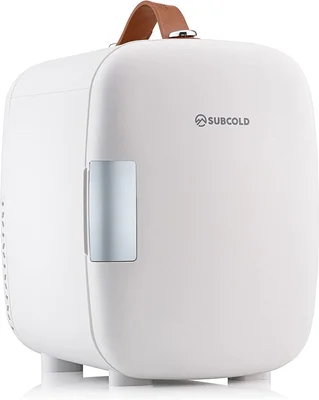Subcold Pro4 Luxury Mini Fridge Cooler | 4 Litre / 6 Cans | AC and Exclusive USB Power Option | Portable Small Fridge for the Office, Bedroom, Car, Travel, Skincare & Cosmetics (White)