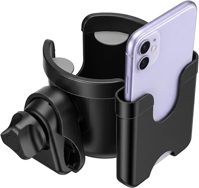 Suranew Universal Pushchair/Pram Cup Holder with Phone Storage Box, Baby Bottle Organizer for Stroller,Drink and Coffee, Suitable for Baby Buggy and Bike