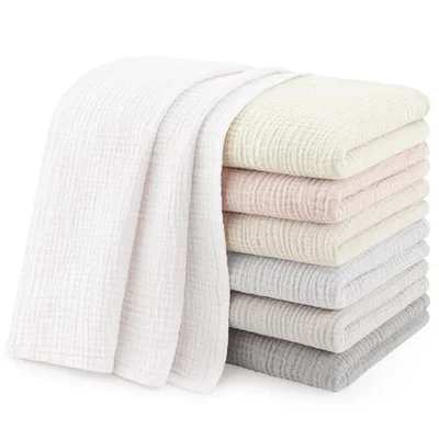Susurration Muslin Cloths for Baby, 100% Cotton Baby Muslin Squares Cloths for Newborn Boy and Girl, Soft Breathable and Extremely Absorbent Baby Muslin Burp Cloths, 60 x 60 cm, 7 Pack - Beigegrey / 60x60 cm