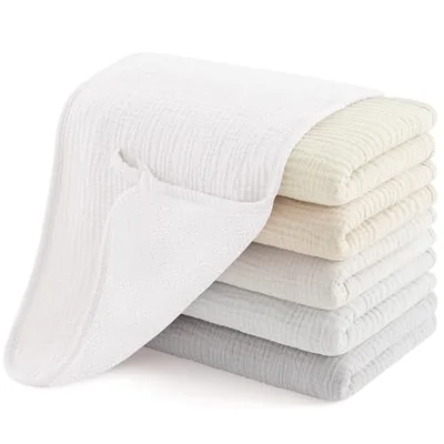 Susurration Muslin Cloths for Baby, Soft Baby Muslin Squares Cloths for Newborn Boy and Girl, Breathable and Extremely Absorbent Baby Muslin Burp Cloths, 50 x 25 cm, 6 Pack - Beigegrey / 50x25 cm