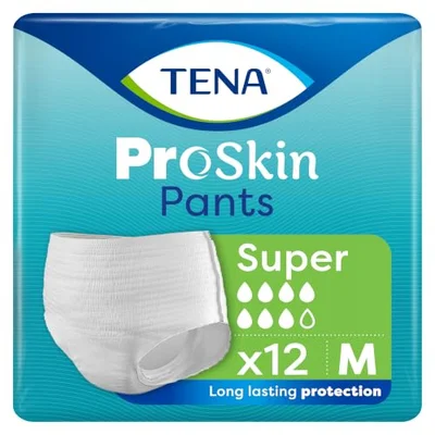 TENA ProSkin Pants Super, Incontinence Underwear, Medium (12 Count) - White / Super M (12 Count)