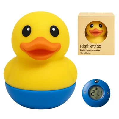 TensCare Digi Duckling Digital Water LCD Thermometer and Baby Bath Time Toy, yellow , Pack of 1 - Digi Duck+ - Bath Thermometer