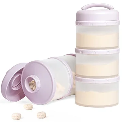 Termichy Baby Milk Powder Dispenser Pots Stackable Baby Formula Container, 2 Pack (Light Purple)