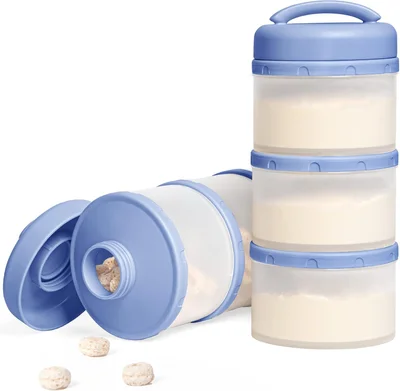 Termichy Baby Milk Powder Dispenser Pots Stackable Baby Formula Container, 2 Pack (Blue)